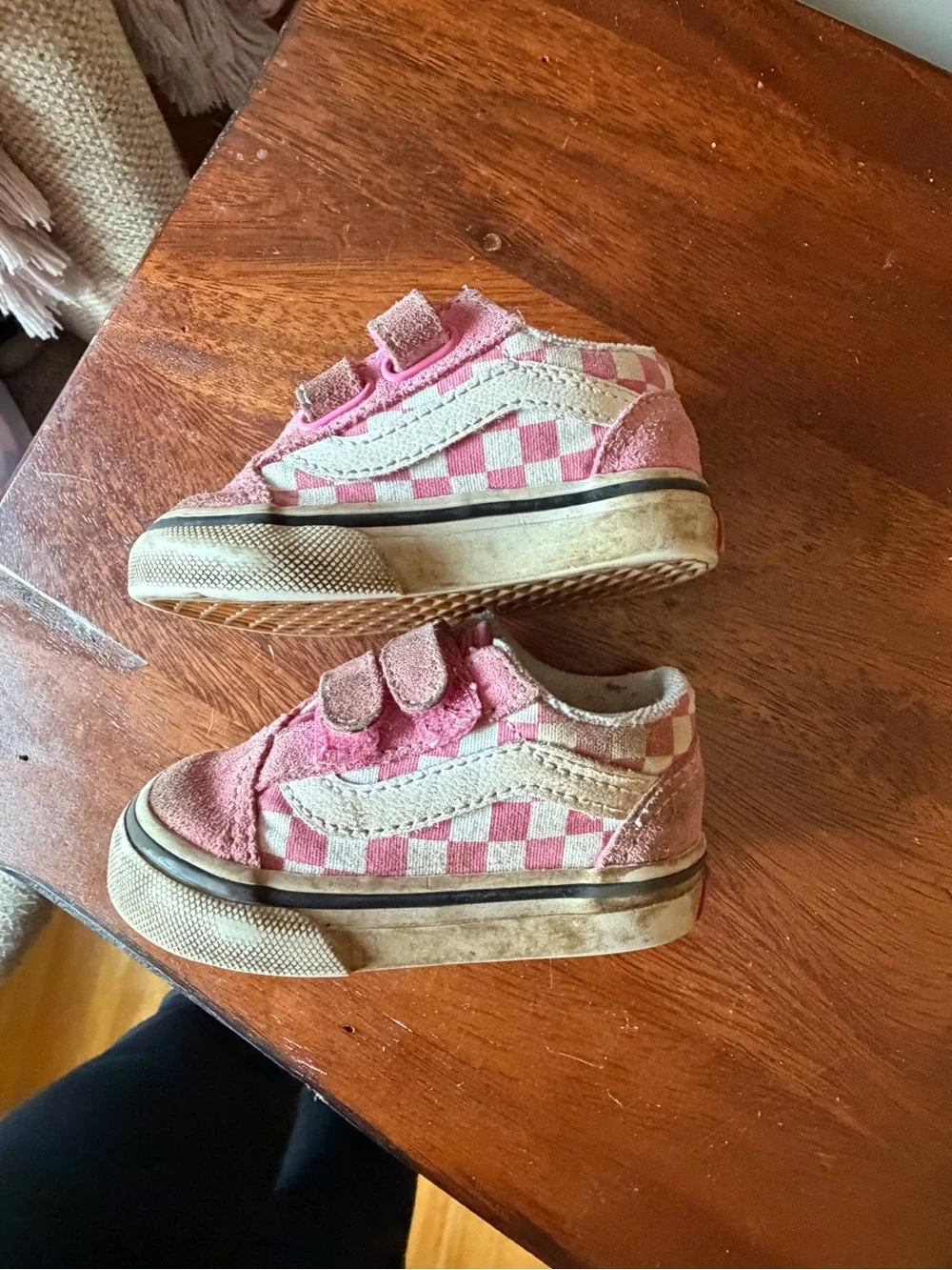 Vans Kids Pink Checkerboard Velcro Sneakers